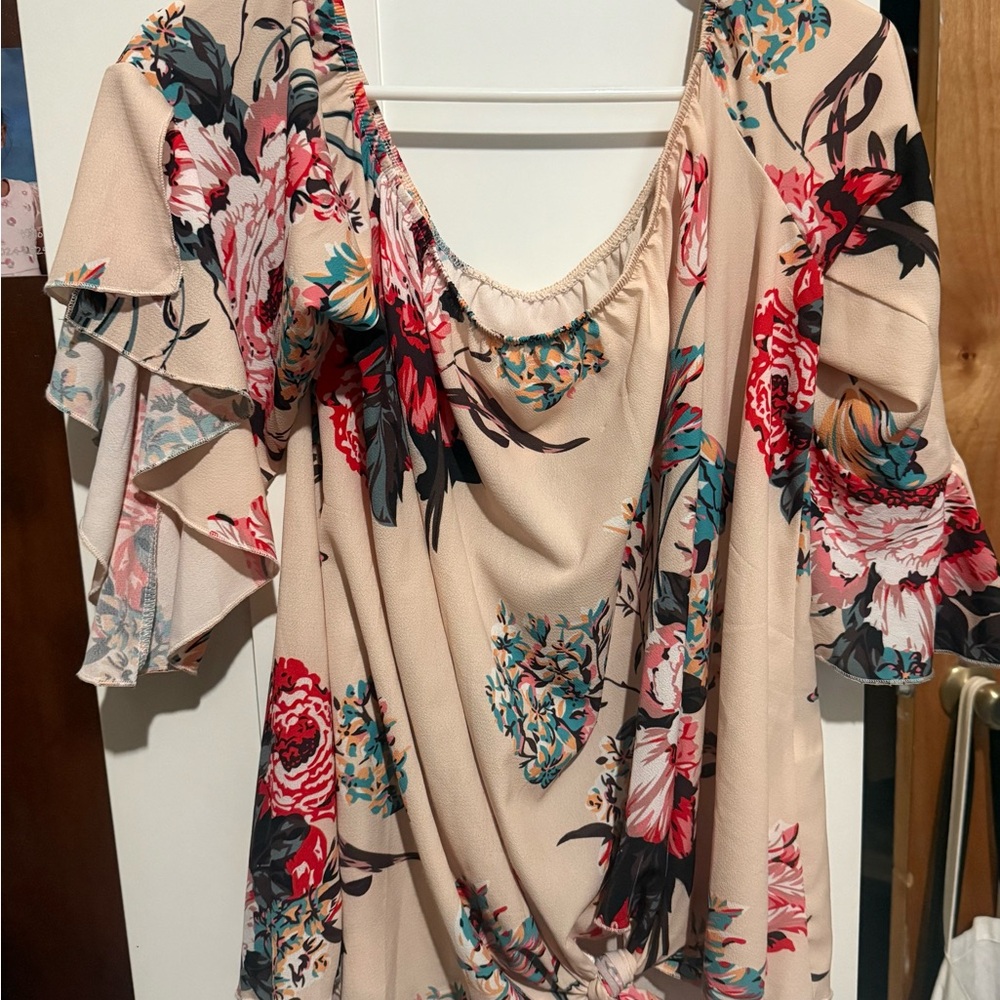 OFF THE SHOULDER BLOUSE FLORAL 2XL